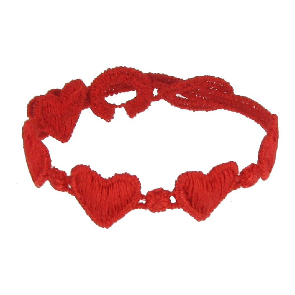 LES POULETTES BIJOUX V Cruciani Bracelet Enfant Dentelle Coeurs Rouges