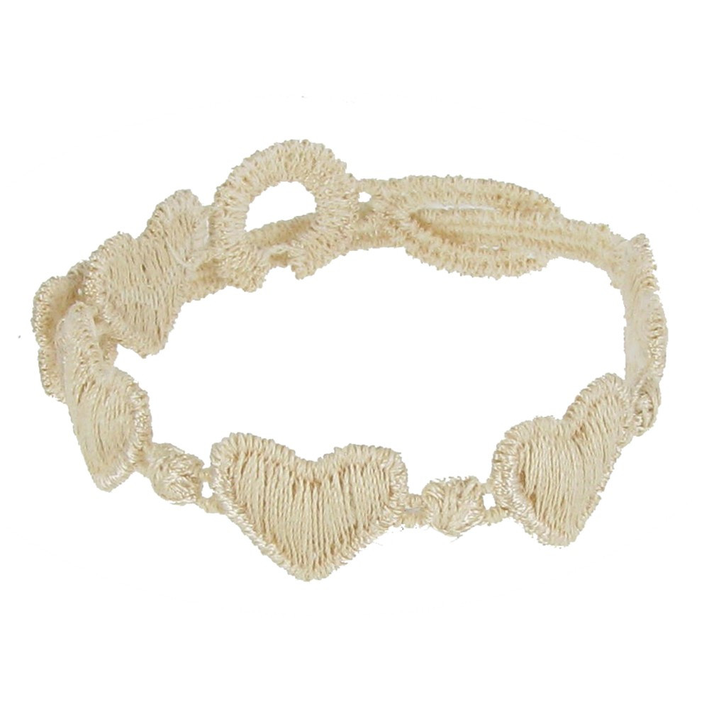 LES POULETTES BIJOUX Cruciani Bracelet Enfant Dentelle Coeurs Ivoire
