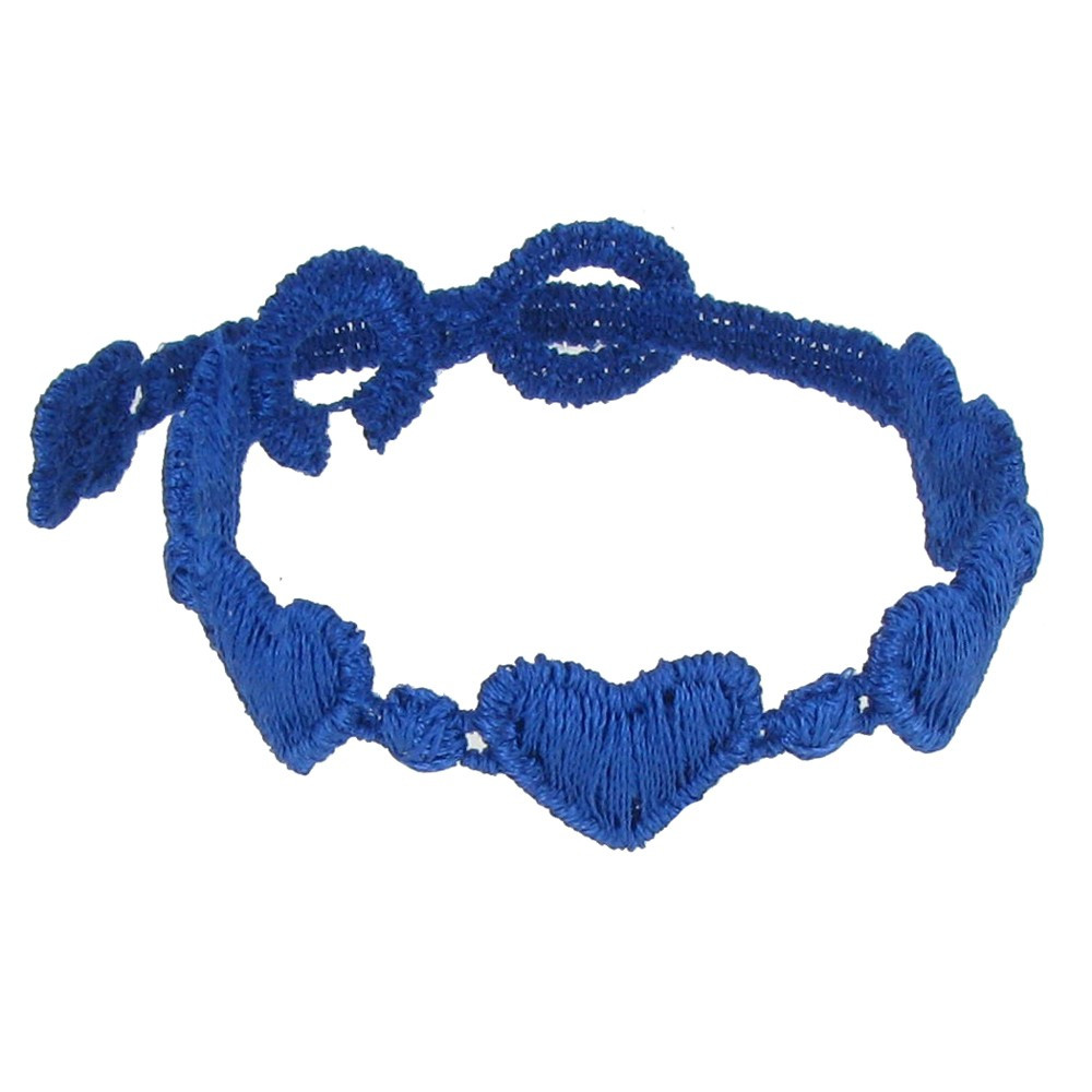LES POULETTES BIJOUX V Cruciani Bracelet Enfant Dentelle Coeurs Bleus