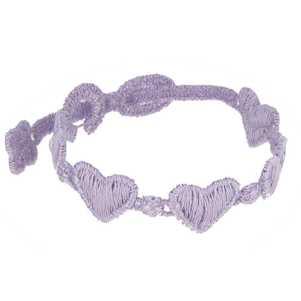 LES POULETTES BIJOUX Cruciani Bracelet Enfant Dentelle Coeurs Lilas