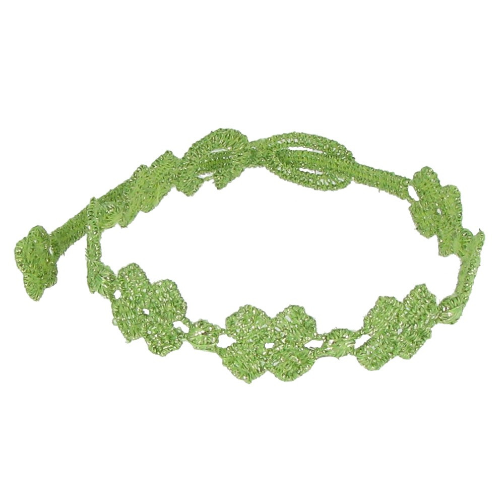 LES POULETTES BIJOUX Cruciani Bracelet Dentelle 7 Trèfles Lurex Vert