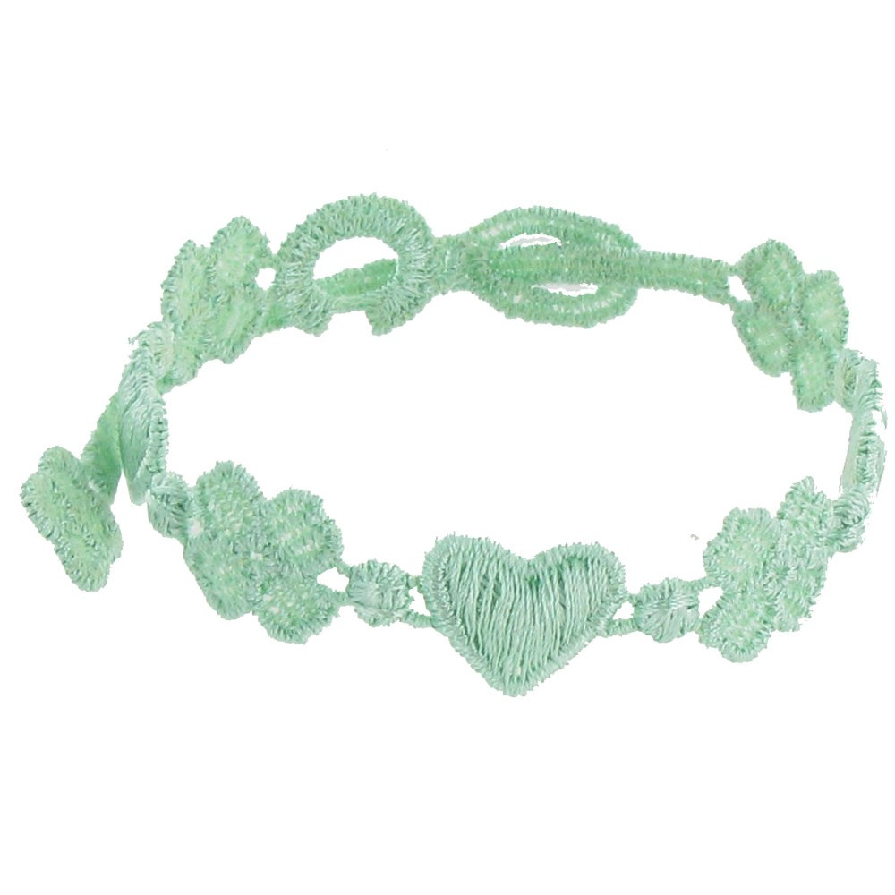 LES POULETTES BIJOUX V Cruciani Bracelet Dentelle Amour et Chance Vert d'Eau
