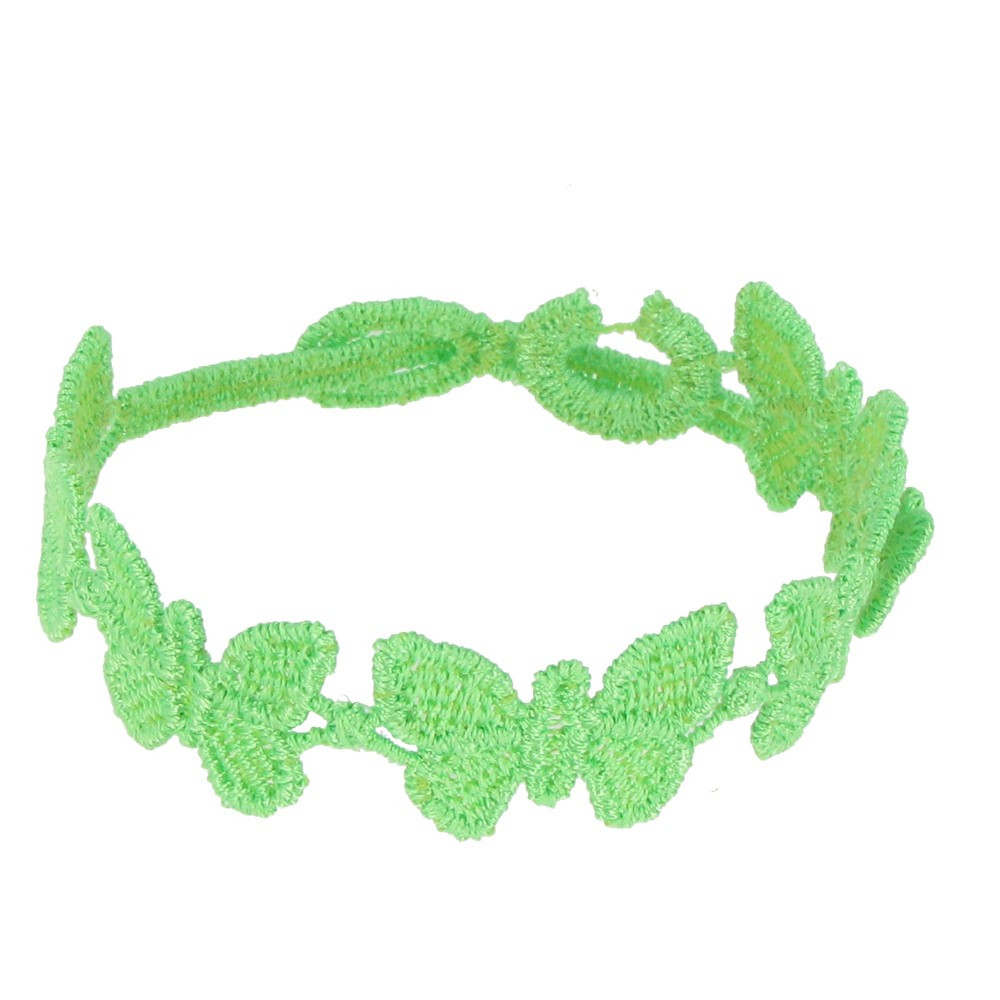 LES POULETTES BIJOUX V Cruciani Bracelet Dentelle Papillons Vert Fluo