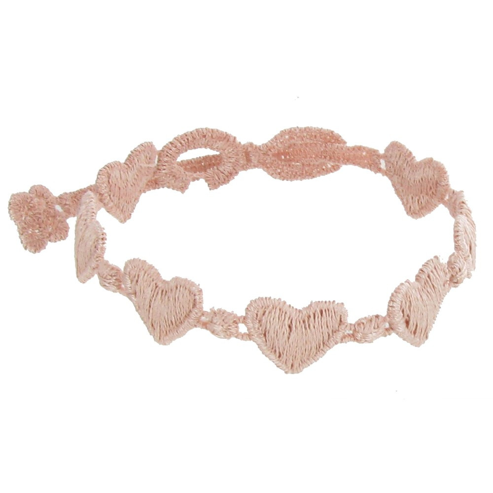 LES POULETTES BIJOUX V Cruciani Bracelet Dentelle Coeurs Rose Ancien