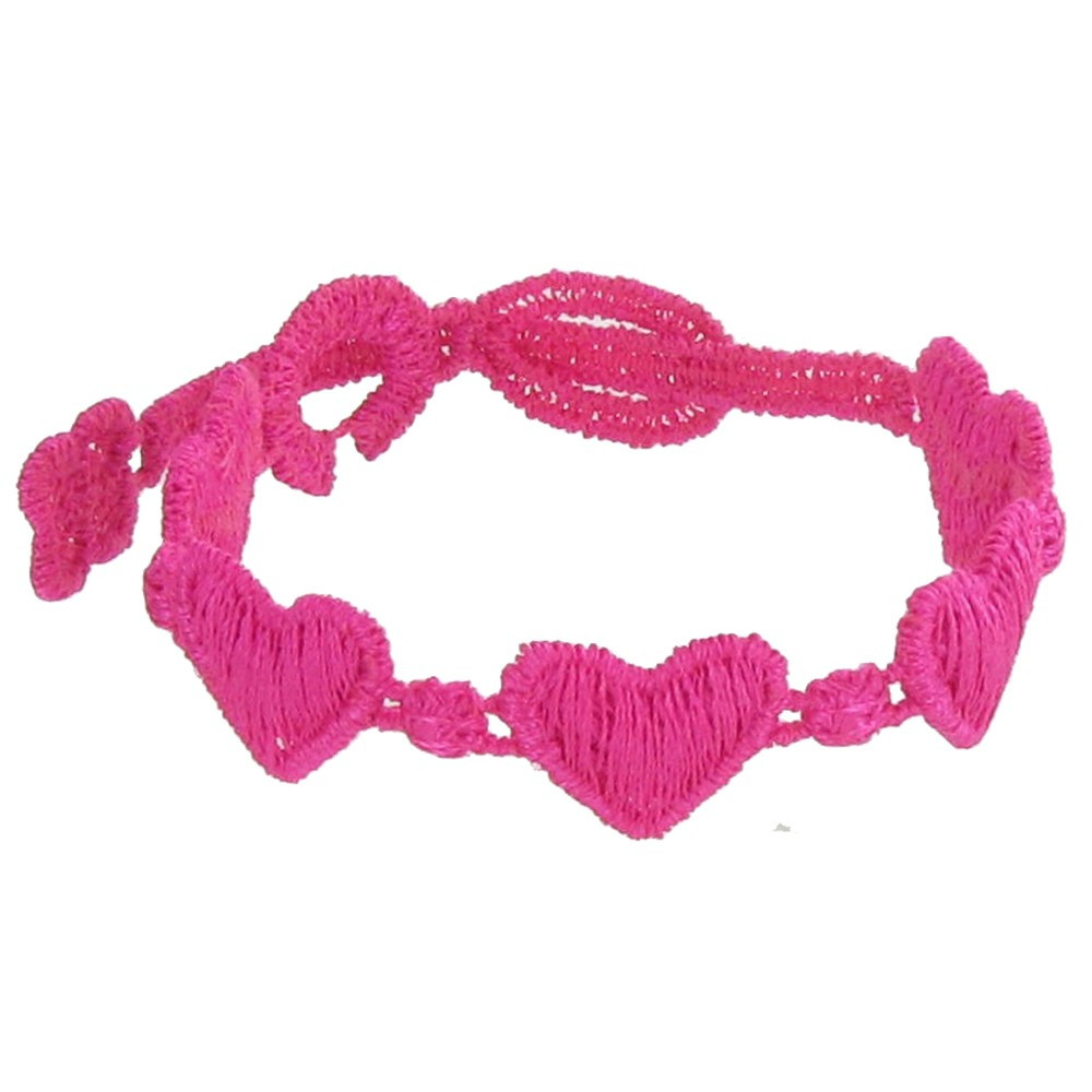 LES POULETTES BIJOUX V Cruciani Bracelet Enfant Dentelle Coeurs Fuchsia
