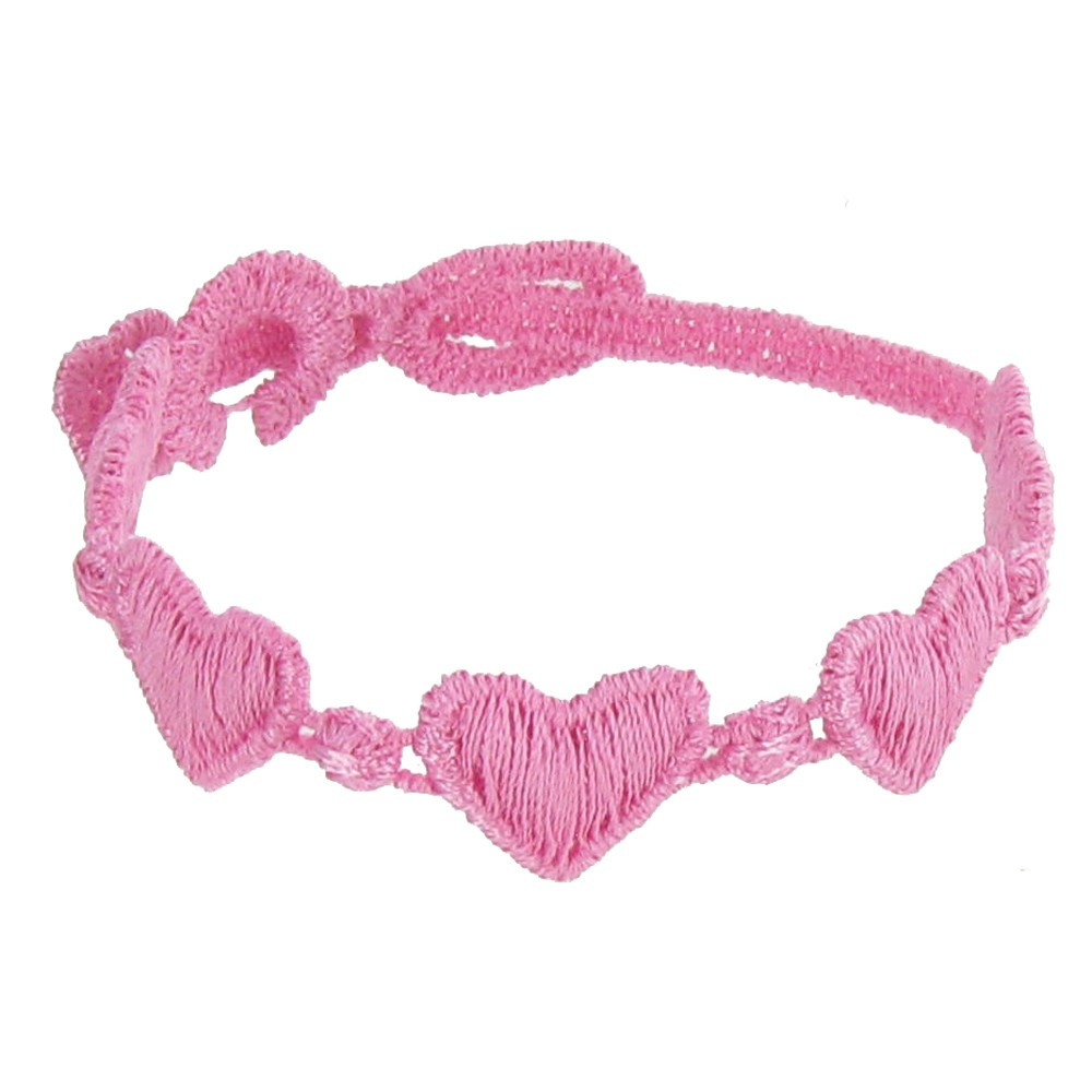 LES POULETTES BIJOUX V Cruciani Bracelet Enfant Dentelle Coeurs Rose Bébé
