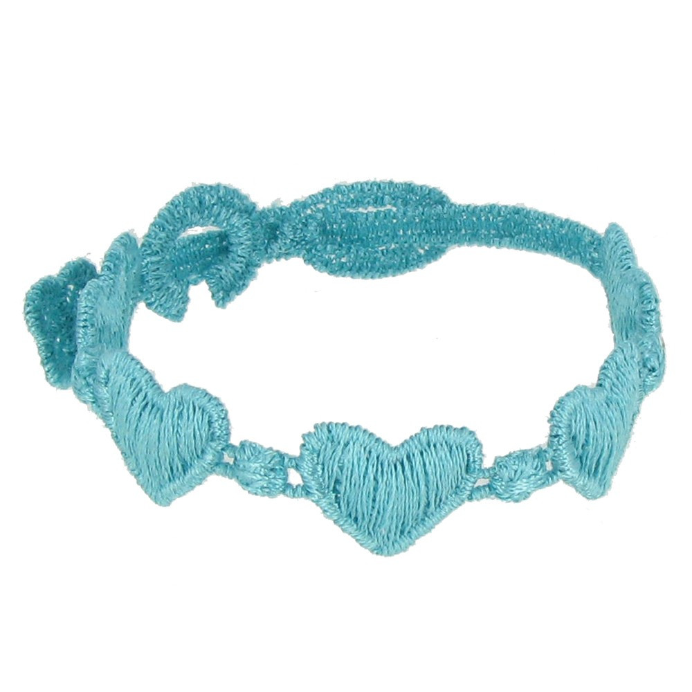 LES POULETTES BIJOUX - V Cruciani Bracelet Enfant Dentelle Coeurs Bleu Méthylène
