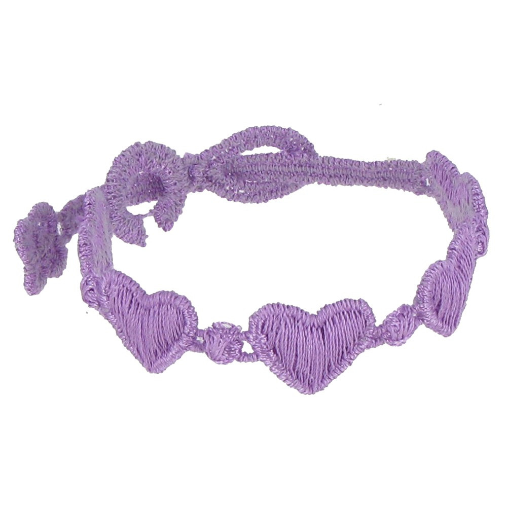 LES POULETTES BIJOUX V Cruciani Bracelet Enfant Dentelle Coeurs Lilas Intense