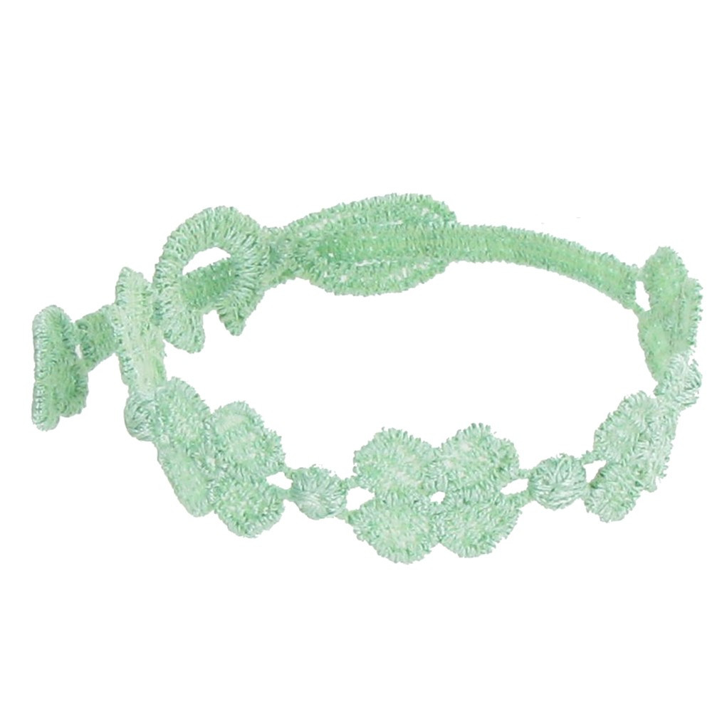 LES POULETTES BIJOUX Cruciani Bracelet Enfant Dentelle 5 Trèfles Vert d'Eau