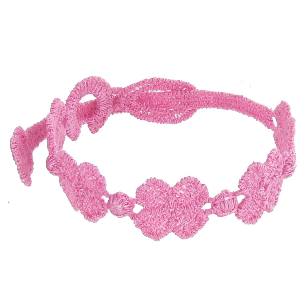 LES POULETTES BIJOUX Cruciani Bracelet Enfant Dentelle 5 Trèfles Rose Bébé