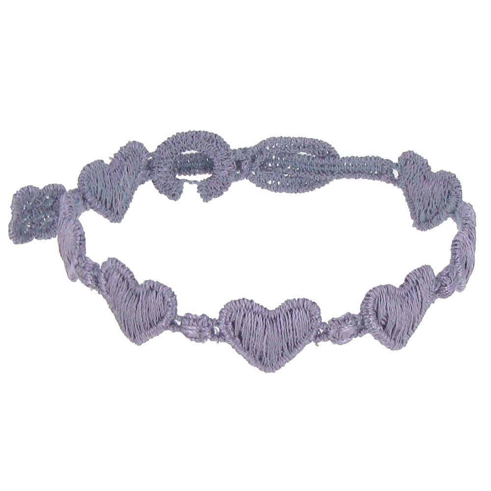 LES POULETTES BIJOUX V Cruciani Bracelet Dentelle Coeurs Lavande