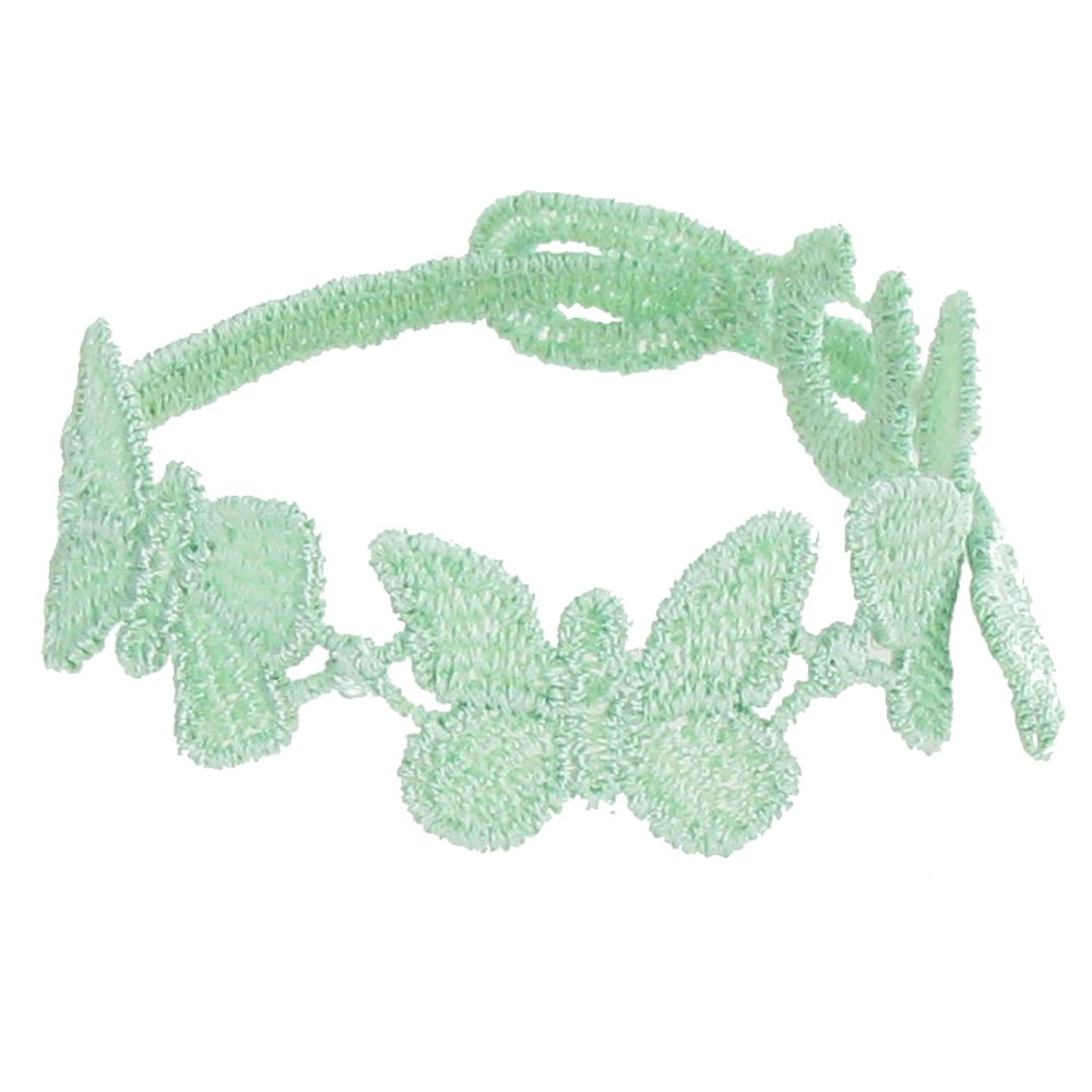 LES POULETTES BIJOUX Cruciani Bracelet Enfant Dentelle Papillons Vert d'Eau
