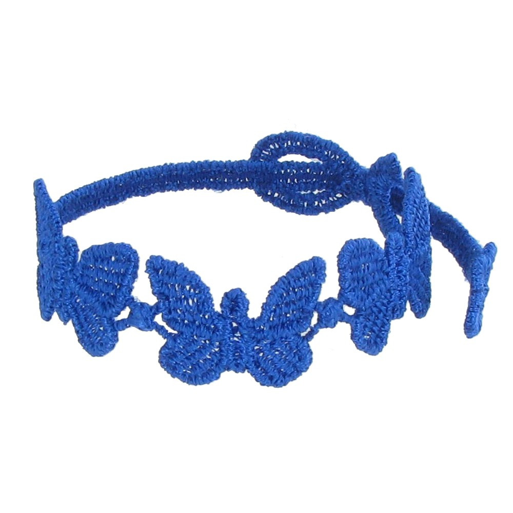 LES POULETTES BIJOUX Cruciani Bracelet Enfant Dentelle Papillons Bleu