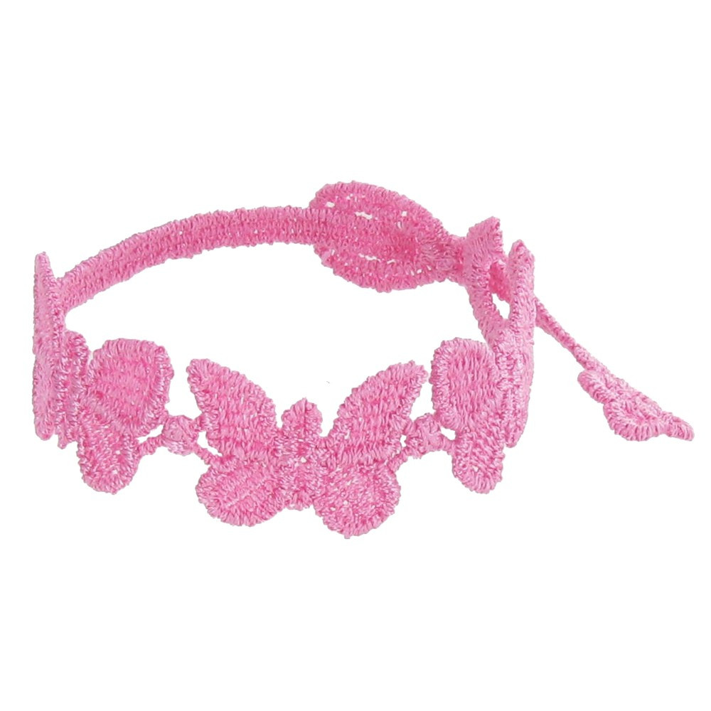 LES POULETTES BIJOUX V Cruciani Bracelet Enfant Dentelle Papillons Rose Bébé