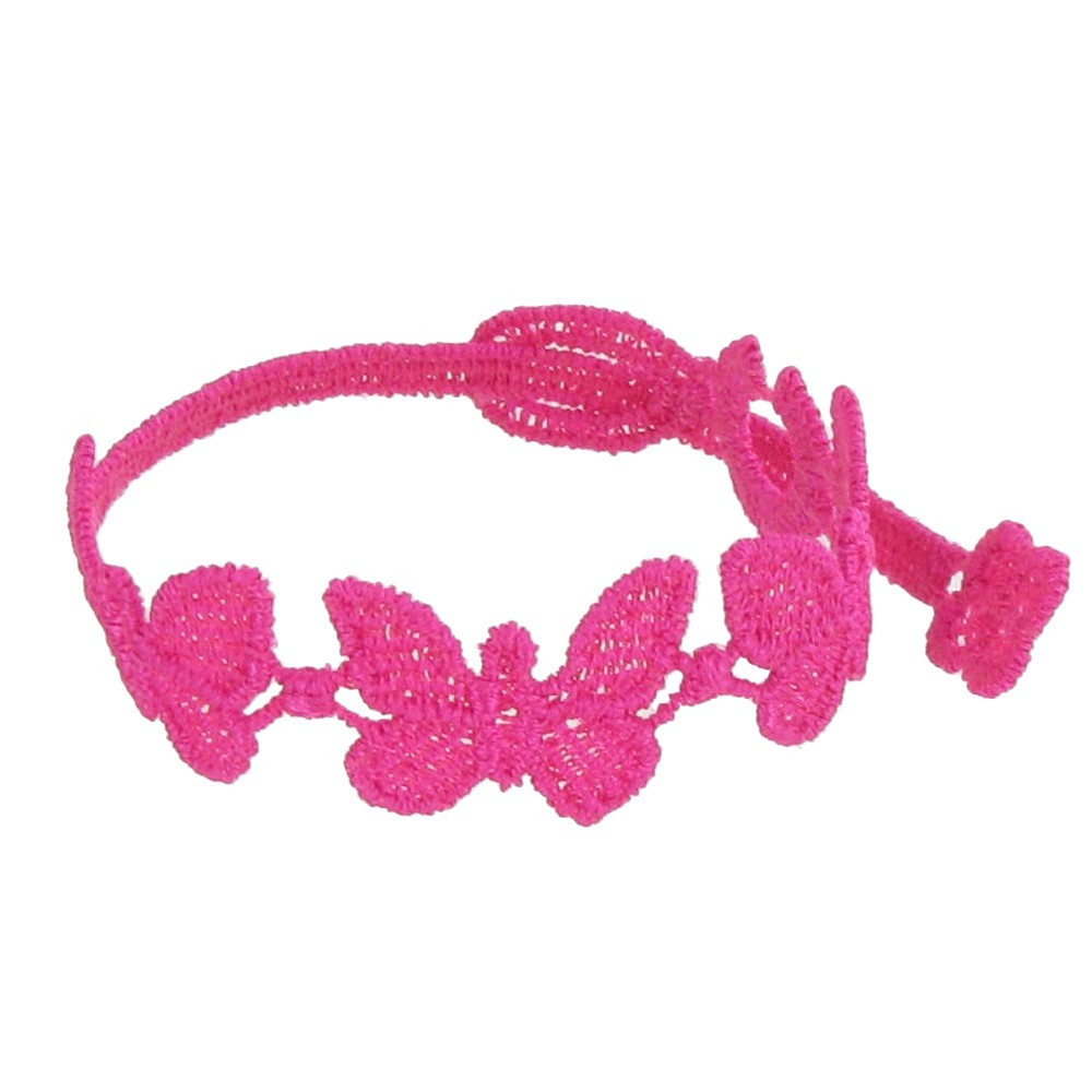 LES POULETTES BIJOUX V Cruciani Bracelet Enfant Dentelle Papillons Fuchsia