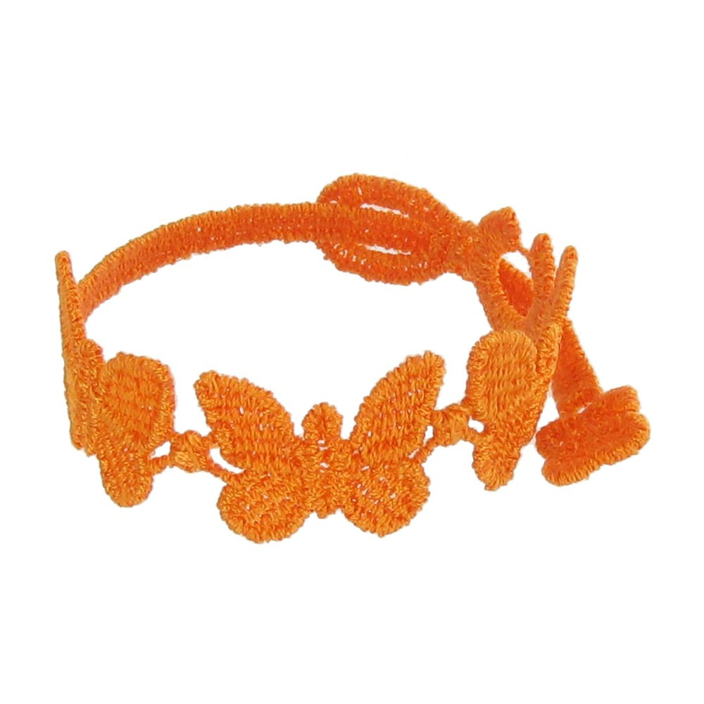 LES POULETTES BIJOUX Cruciani Bracelet Enfant Dentelle Papillons Orange