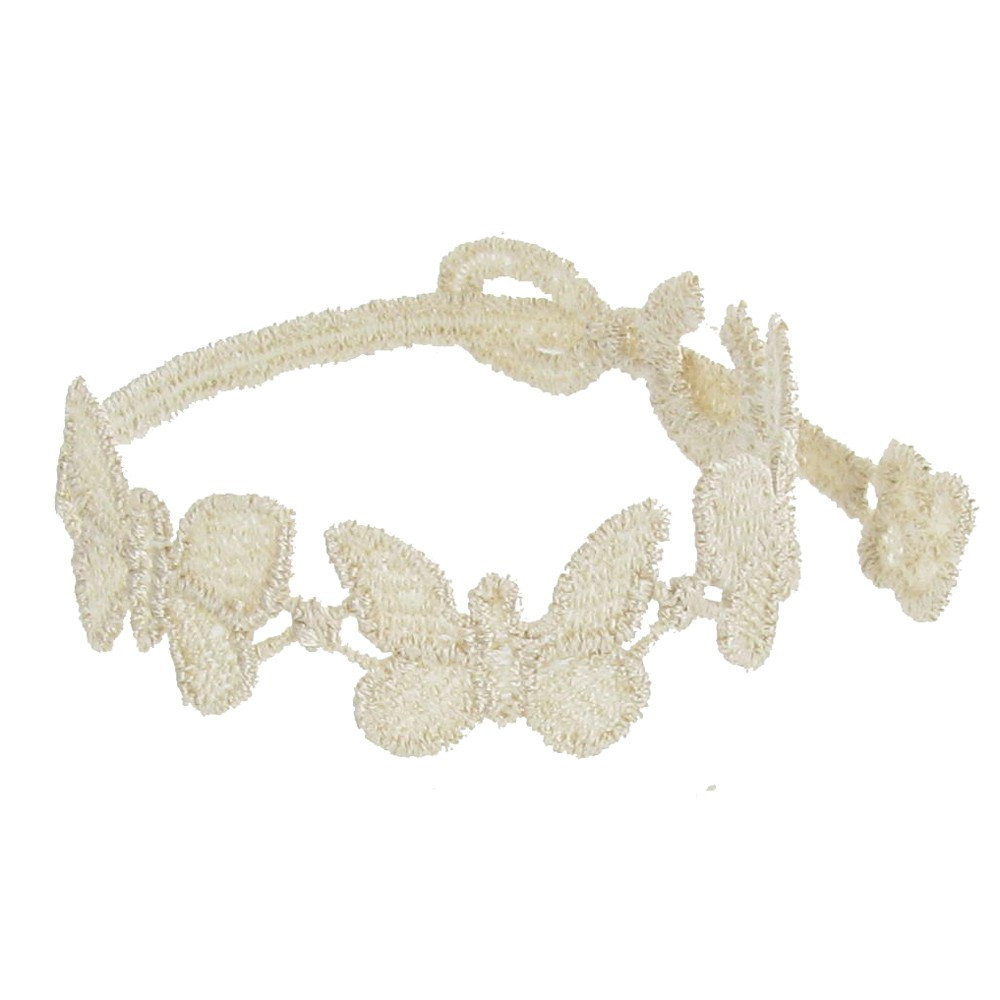 LES POULETTES BIJOUX Cruciani Bracelet Enfant Dentelle Papillons Ivoire