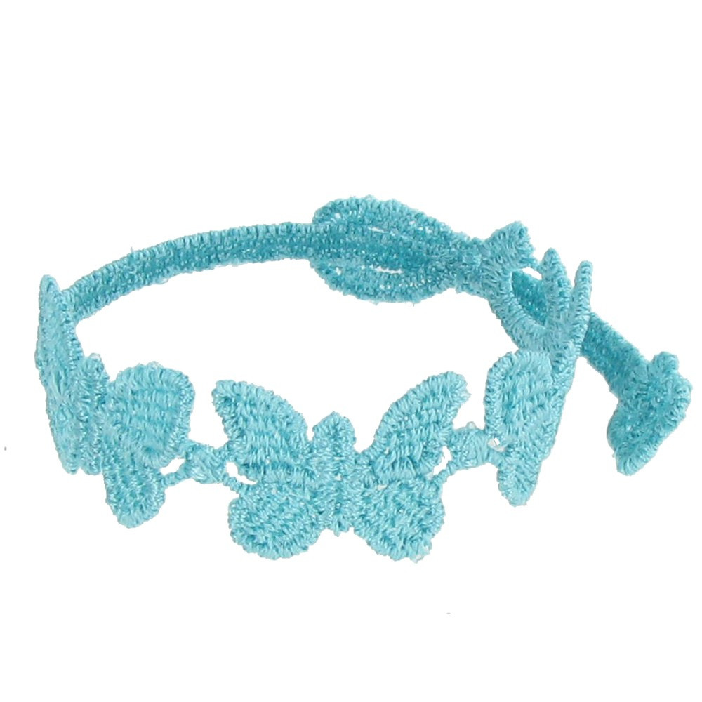 LES POULETTES BIJOUX - Cruciani Bracelet Enfant Dentelle Papillons Bleu Méthylène