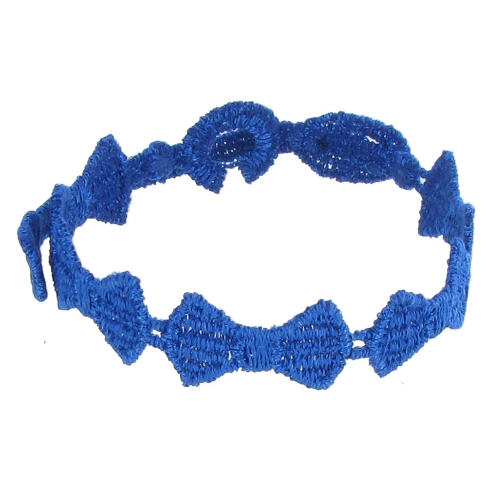 LES POULETTES BIJOUX V Cruciani Bracelet Dentelle Noeuds Papillons Bleus