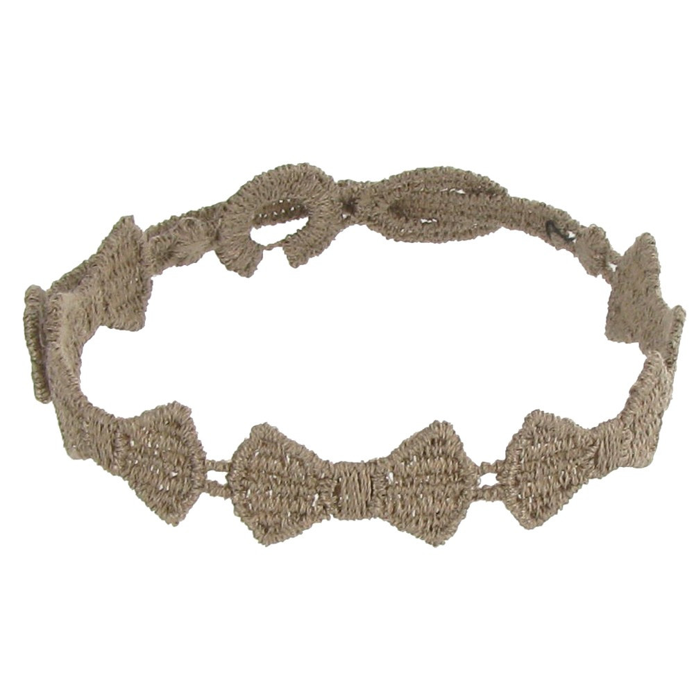 LES POULETTES BIJOUX V Cruciani Bracelet Dentelle Noeuds Papillons Marron