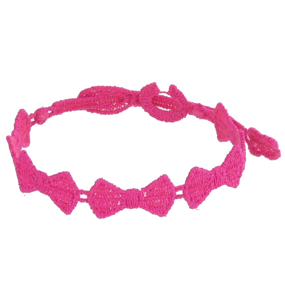 LES POULETTES BIJOUX V Cruciani Bracelet Dentelle Noeuds Papillons Fuchsia
