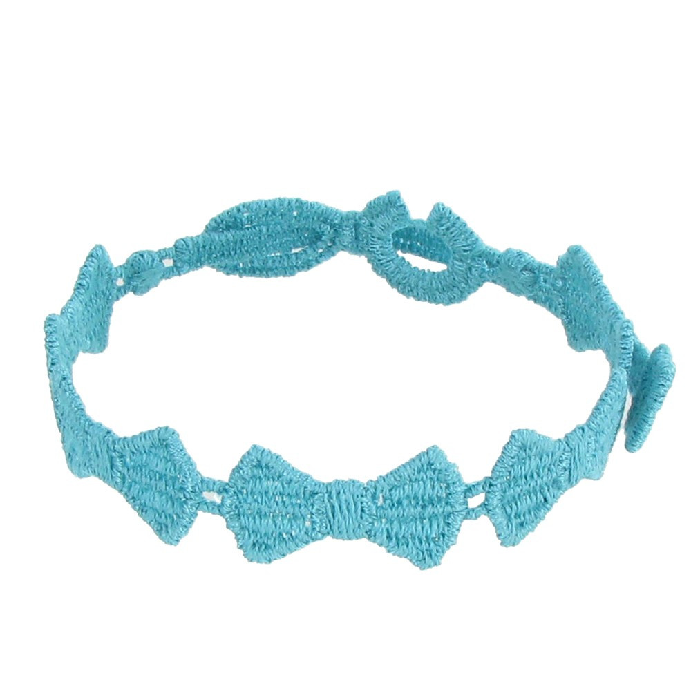 LES POULETTES BIJOUX - V Cruciani Bracelet Dentelle Noeuds Papillons Bleu Méthylène