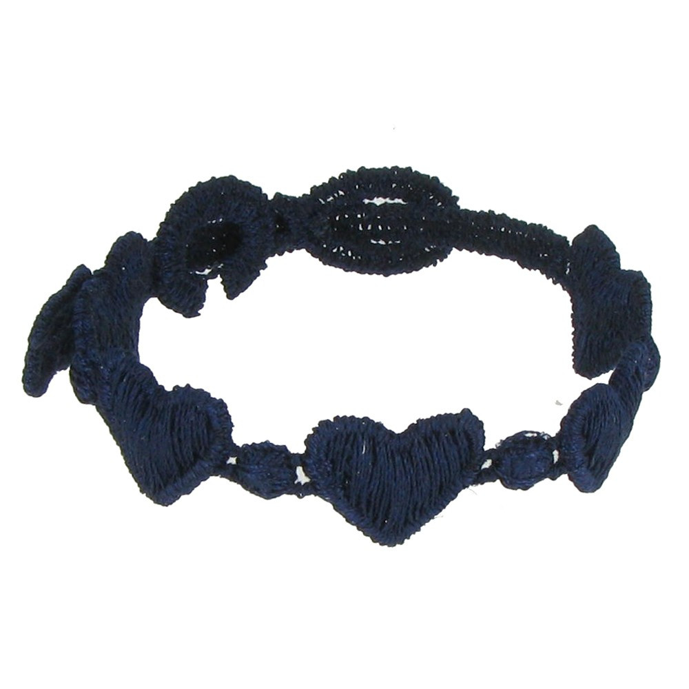 LES POULETTES BIJOUX Cruciani Bracelet Enfant Dentelle Coeurs Bleu Navy