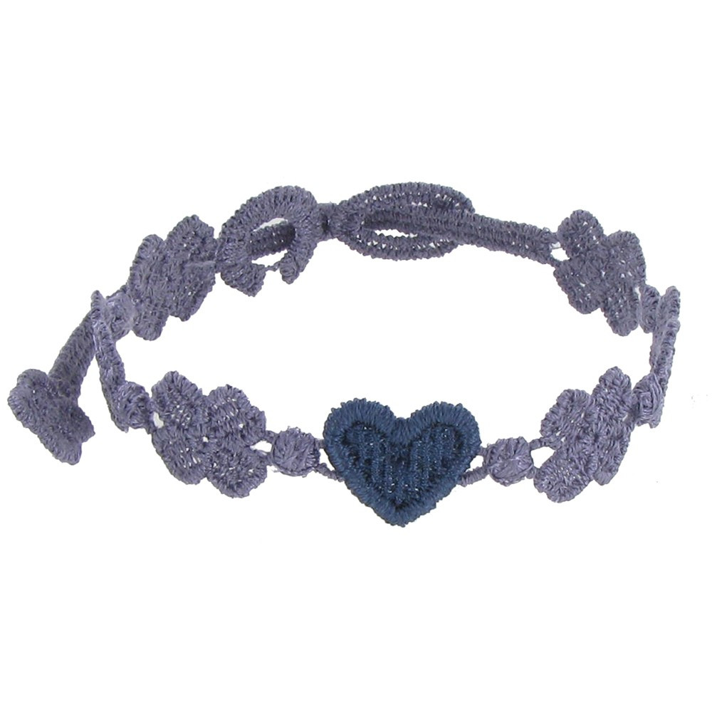 LES POULETTES BIJOUX V Cruciani Bracelet Dentelle You Star Lavande Coeur Bleu Navy