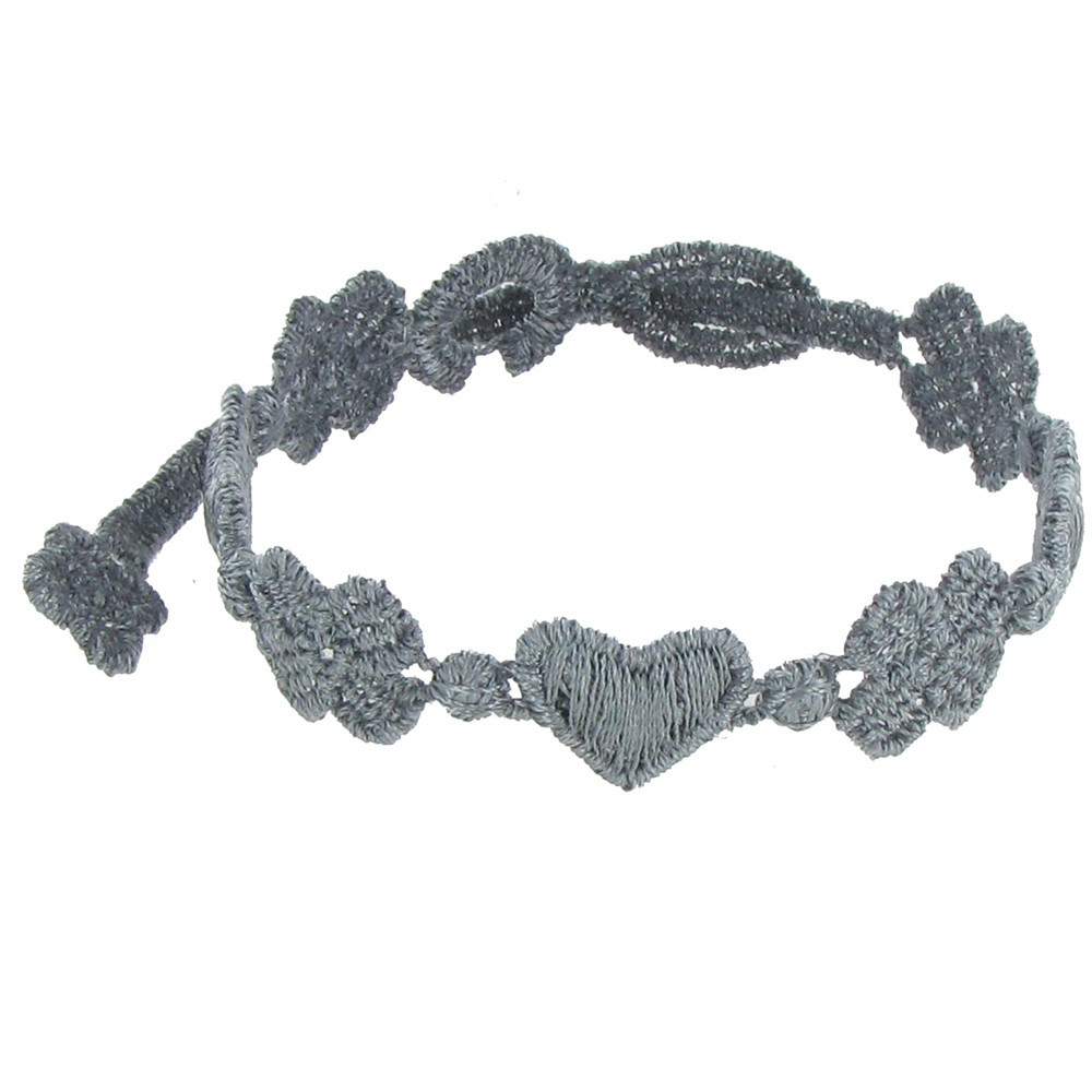 LES POULETTES BIJOUX Cruciani Bracelet Dentelle Amour et Chance Gris Moyen