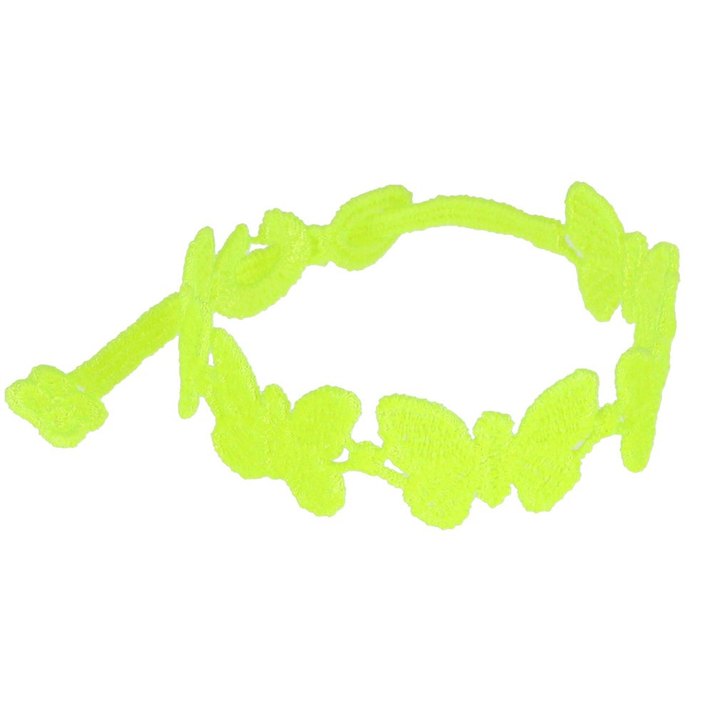LES POULETTES BIJOUX V Cruciani Bracelet Dentelle Papillons Jaune Fluo