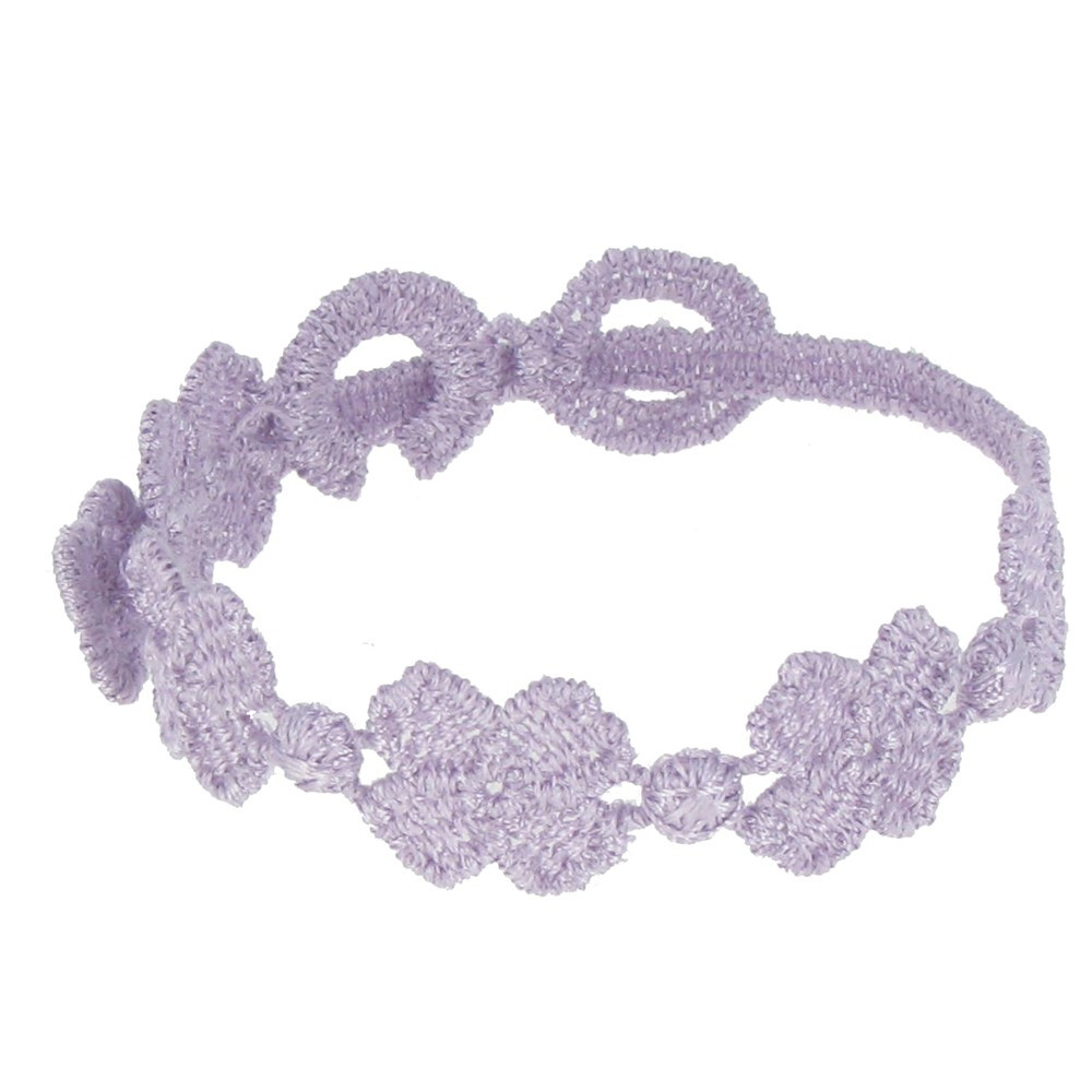 LES POULETTES BIJOUX Cruciani Bracelet Enfant Dentelle 5 Trèfles Lilas
