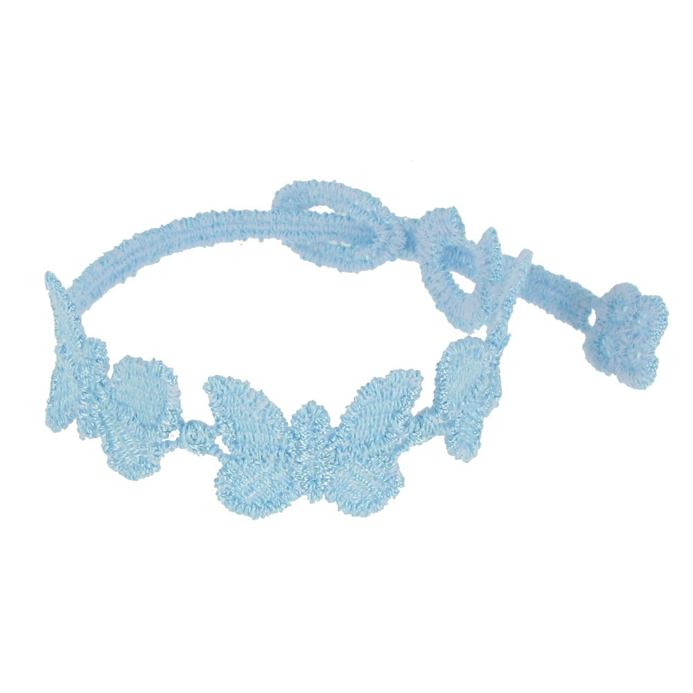 LES POULETTES BIJOUX Cruciani Bracelet Enfant Dentelle Papillons Bleu Ciel