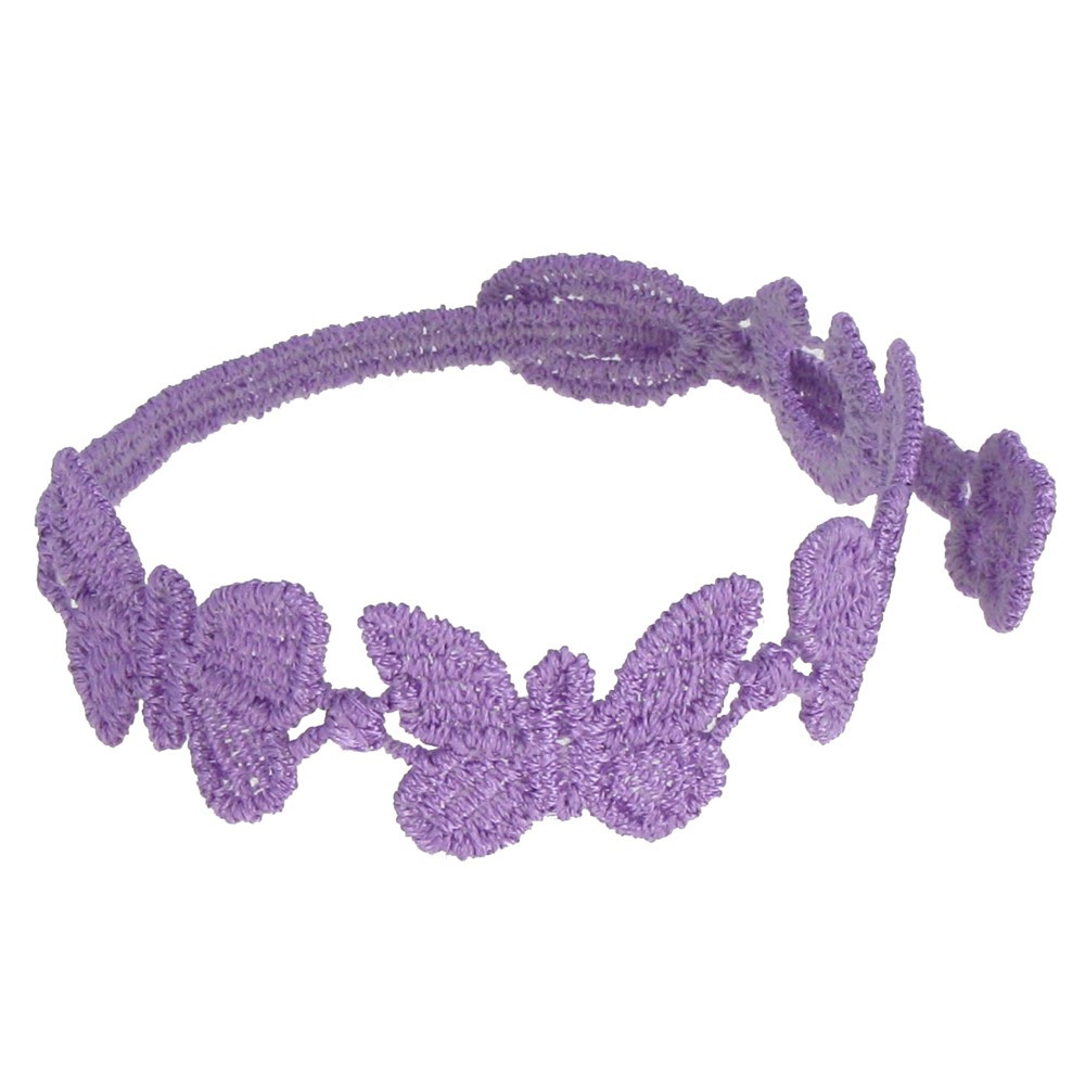 LES POULETTES BIJOUX Cruciani Bracelet Enfant Dentelle Papillons Lilas Intense