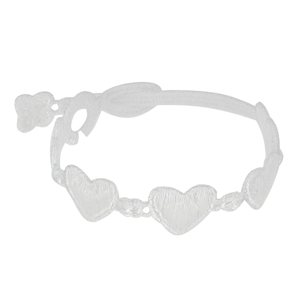 LES POULETTES BIJOUX V Cruciani Bracelet Enfant Dentelle Coeurs Blanc