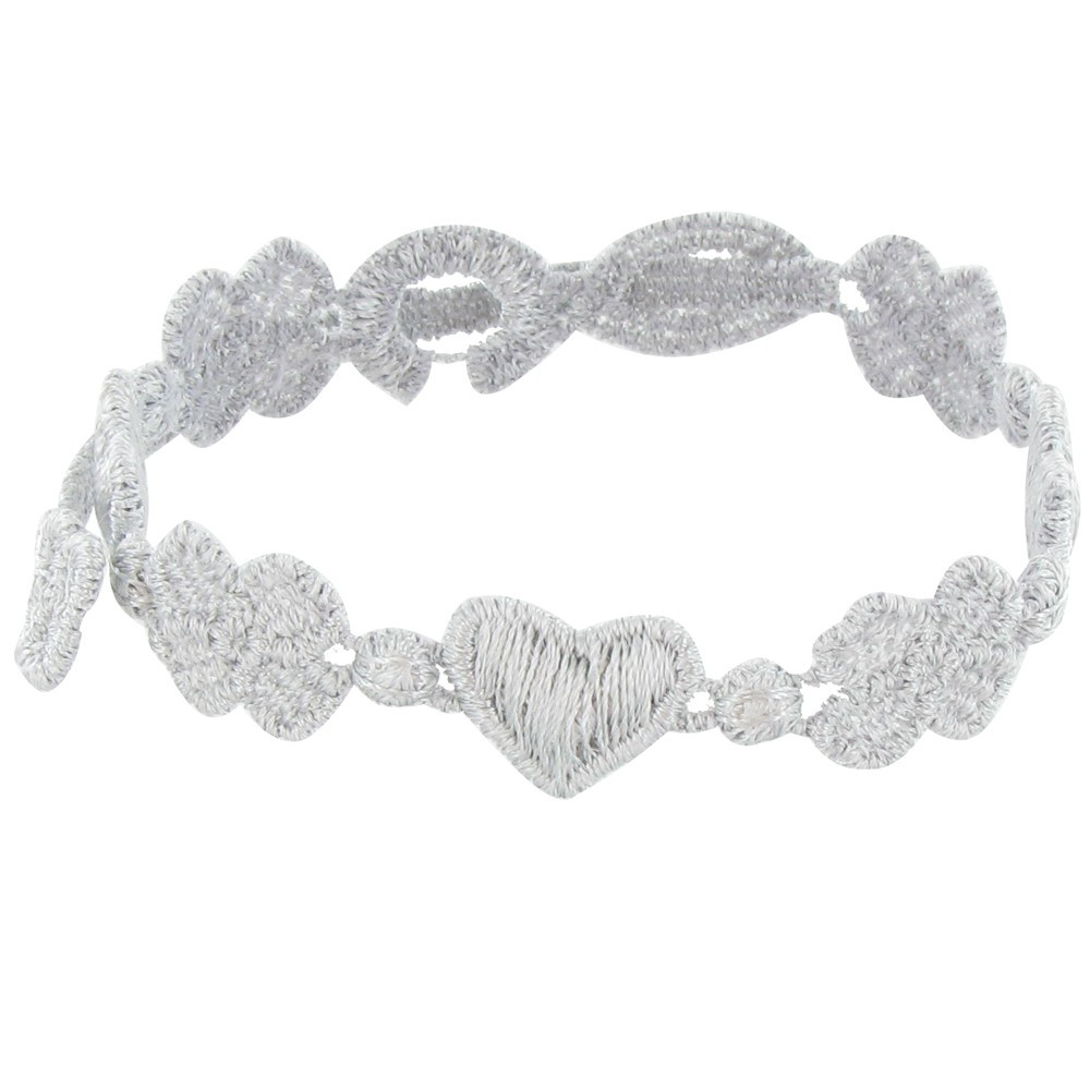 LES POULETTES BIJOUX V Cruciani Bracelet Dentelle Amour et Chance Gris Clair