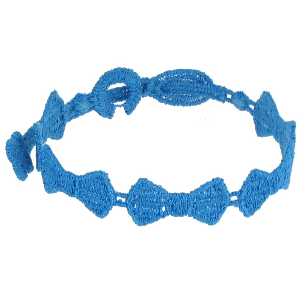 LES POULETTES BIJOUX V Cruciani Bracelet Dentelle Noeuds Papillons Azur
