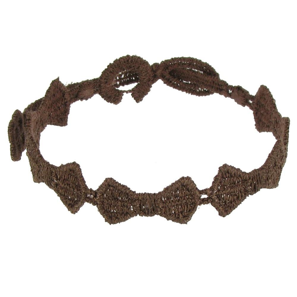 LES POULETTES BIJOUX V Cruciani Bracelet Dentelle Noeuds Papillons Marron Foncé