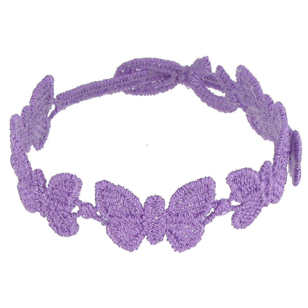 LES POULETTES BIJOUX V Cruciani Bracelet Dentelle Papillons Lilas Intense
