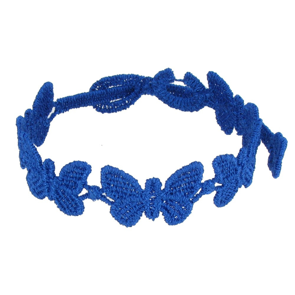 LES POULETTES BIJOUX V Cruciani Bracelet Dentelle Papillons Bleu