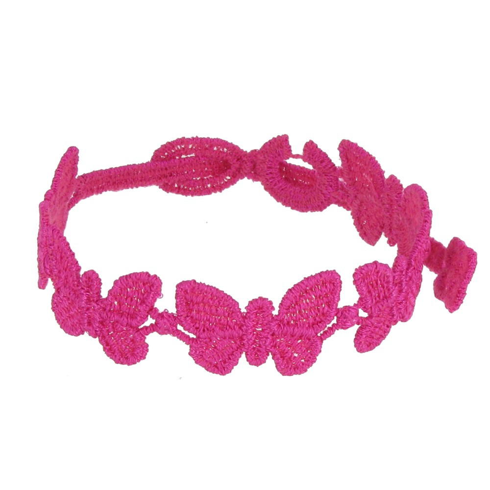 LES POULETTES BIJOUX V Cruciani Bracelet Dentelle Papillons Fuchsia