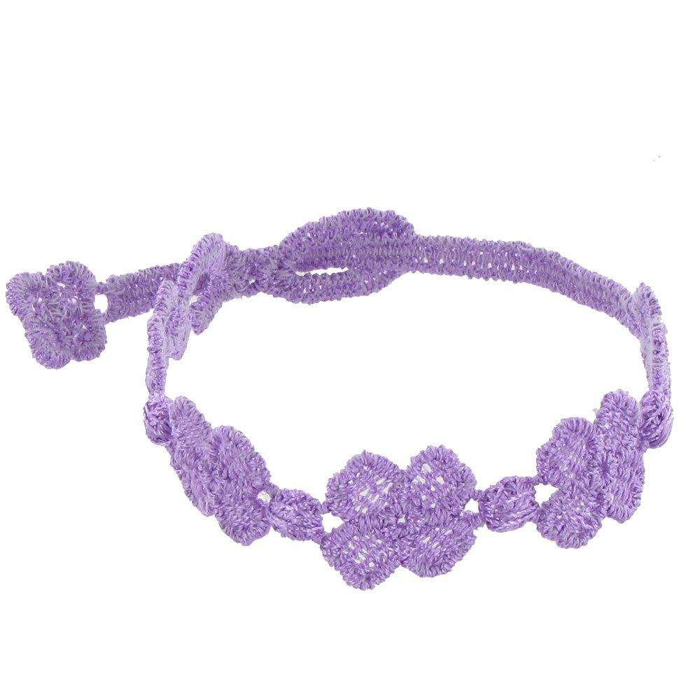LES POULETTES BIJOUX Cruciani Bracelet Enfant Dentelle 5 Trèfles Lilas Intense