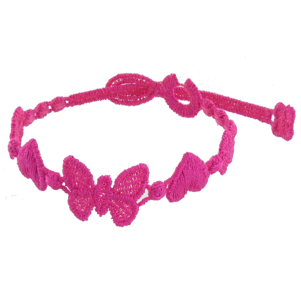 LES POULETTES BIJOUX Cruciani Bracelet Dentelle Univers Fuchsia
