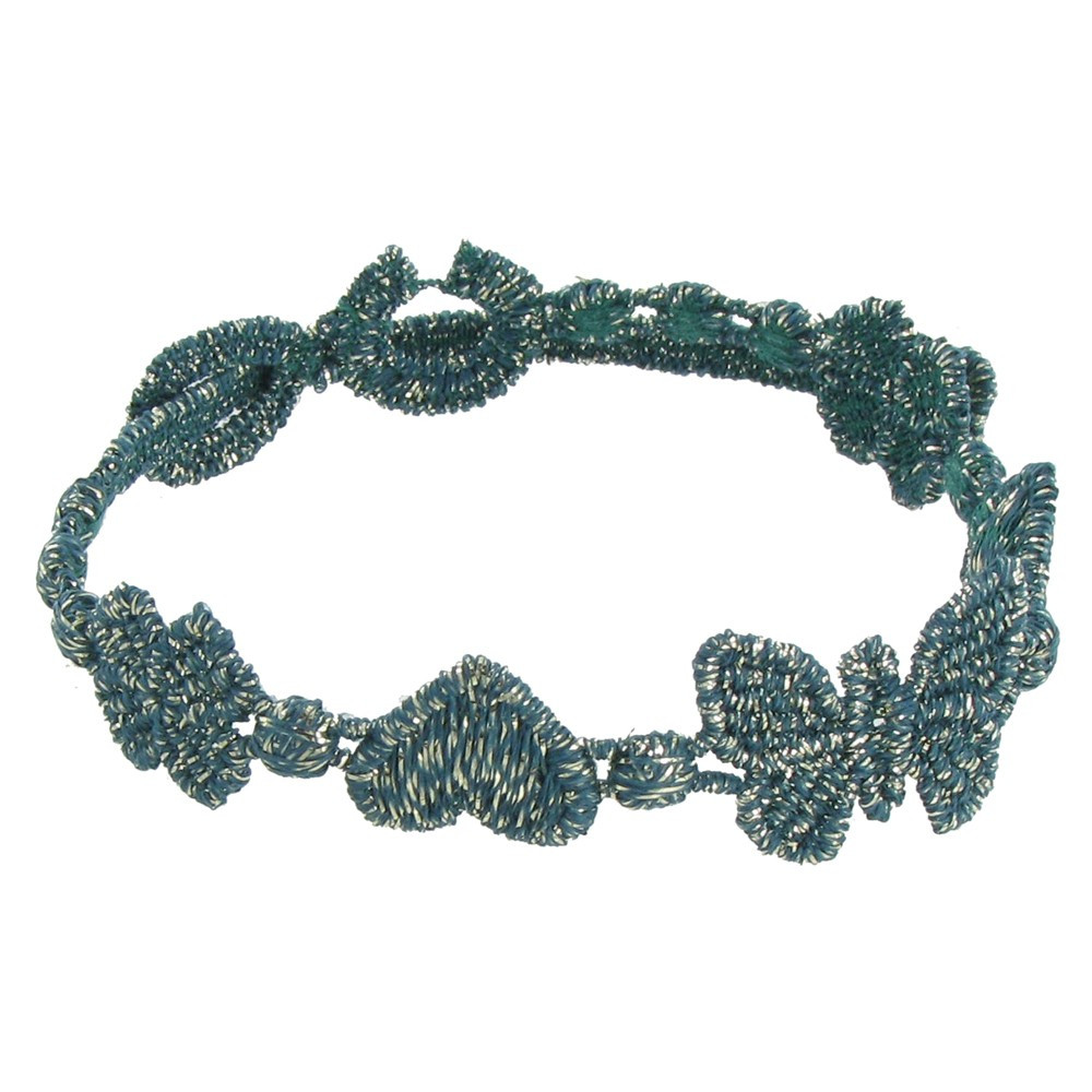 LES POULETTES BIJOUX Cruciani Bracelet Dentelle Univers Lurex Bleu Pétrole