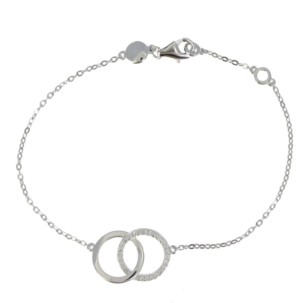 LES POULETTES BIJOUX V Bracelet Argent Deux Anneaux et Strass