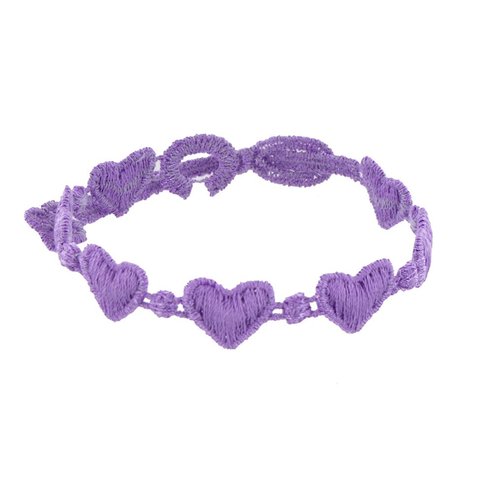 LES POULETTES BIJOUX Cruciani Bracelet Dentelle Coeurs Lilas Intense