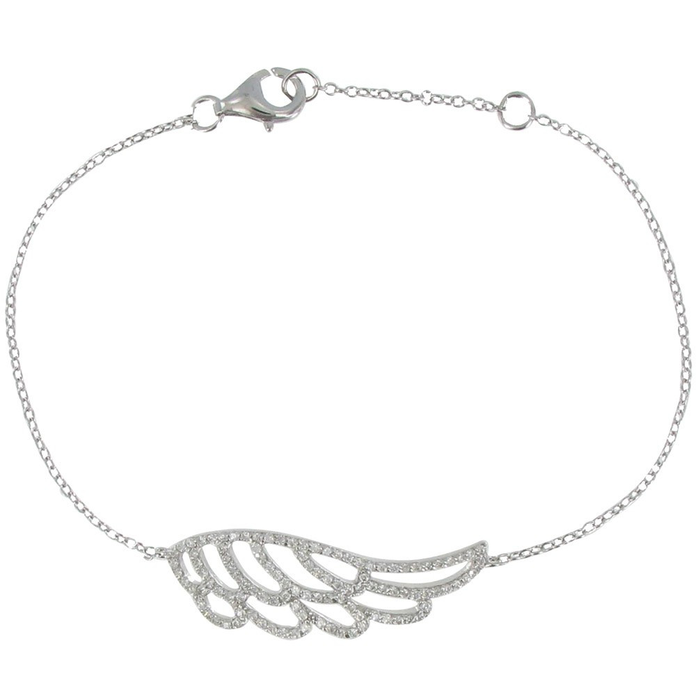 LES POULETTES BIJOUX Bracelet Argent Aile d'Ange et Strass