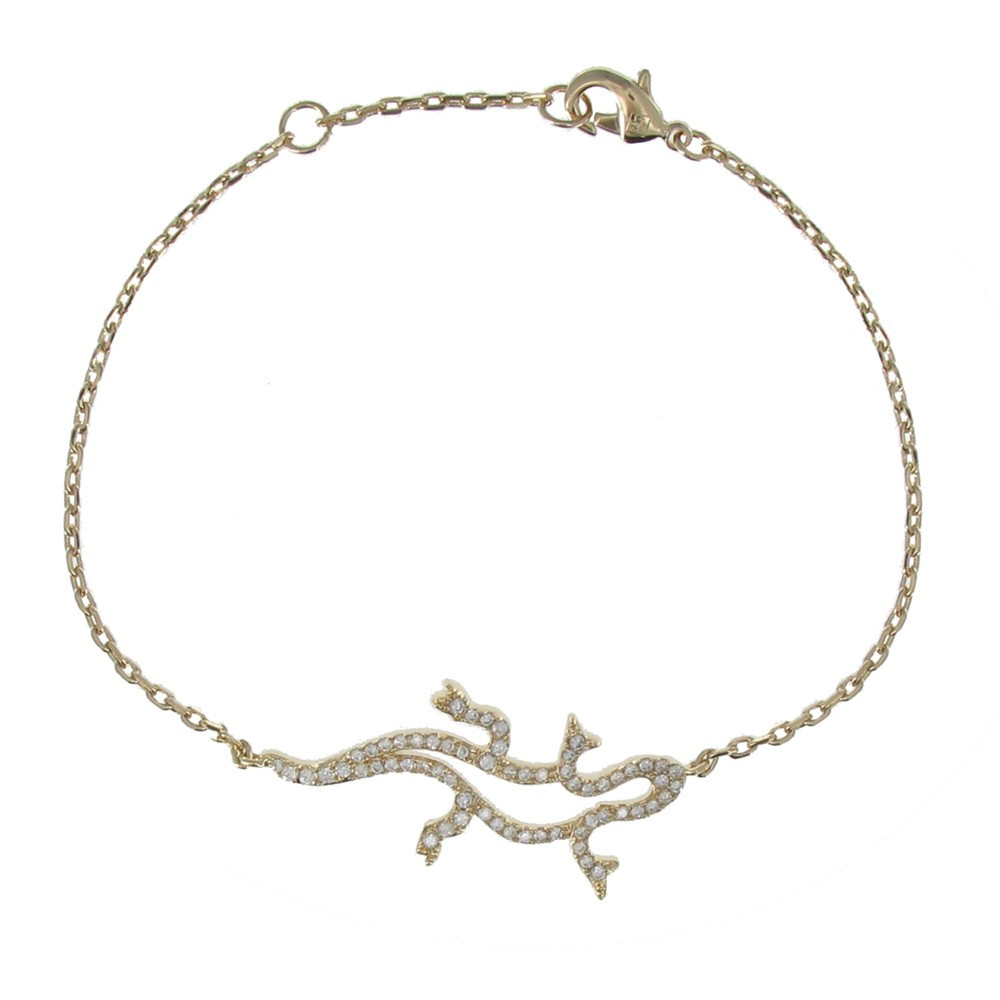 LES POULETTES BIJOUX Bracelet Plaqué Or Salamandre et Strass
