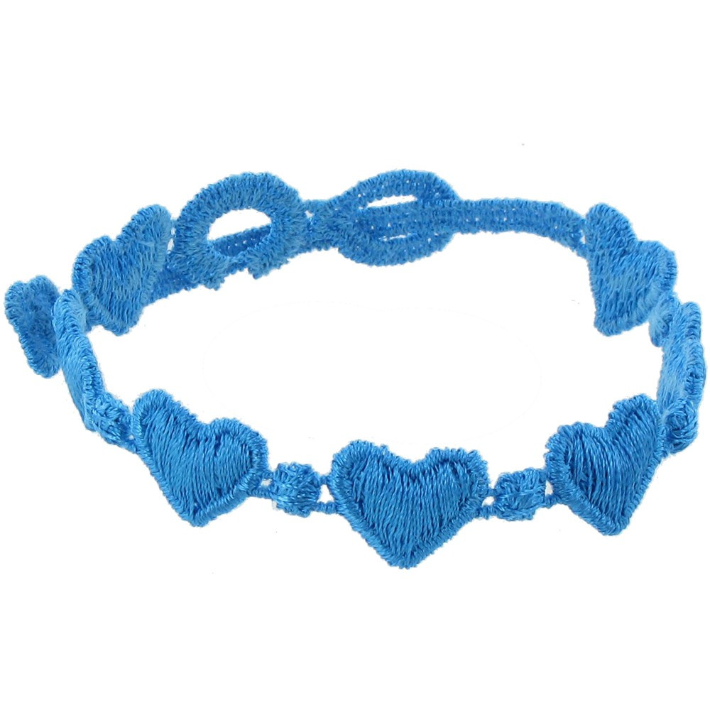 LES POULETTES BIJOUX Cruciani Bracelet Dentelle Coeurs Azur