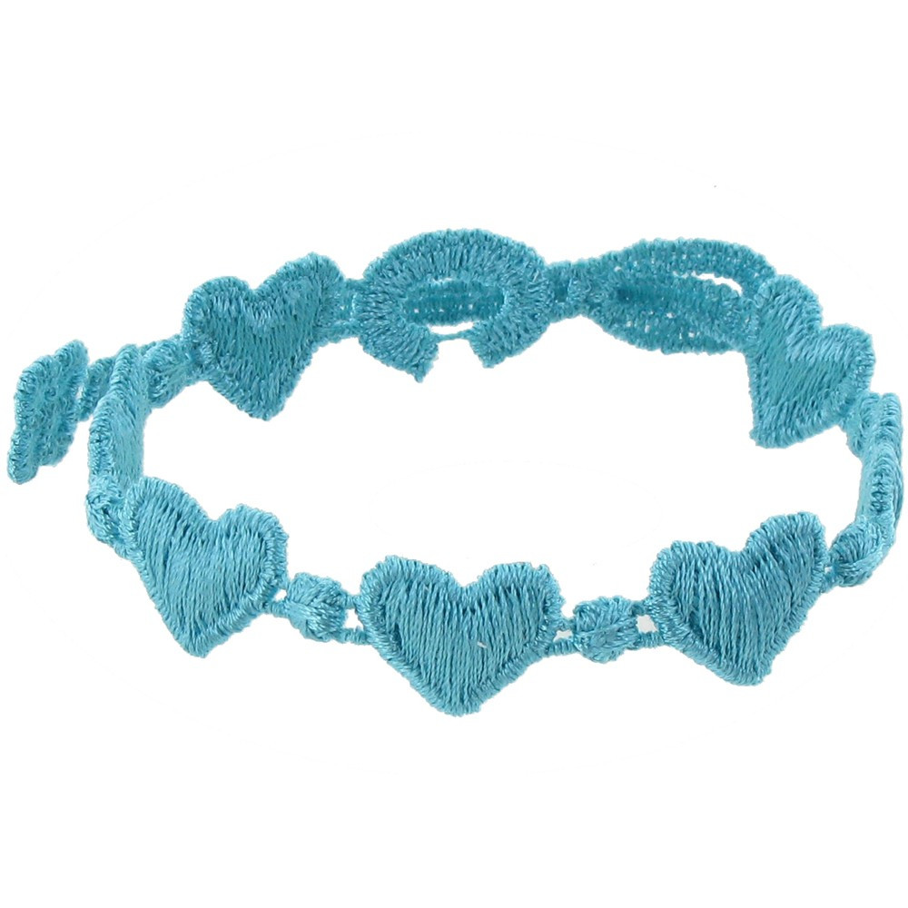 LES POULETTES BIJOUX - Cruciani Bracelet Dentelle Coeurs Bleu Méthylène