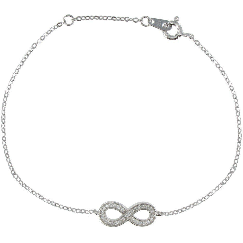 LES POULETTES BIJOUX Bracelet Argent 925 Rhodié Infini et Strass Cristal